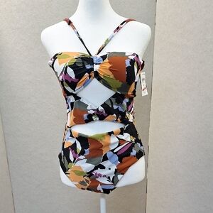Bar III Multicolor Cutout Swimsuit